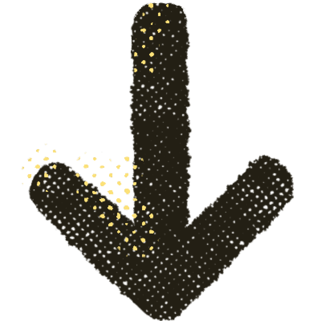 A dark brown hand shape with scattered yellow dots on a white background.
